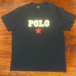 Polo by Ralph Lauren Navy Blue Tee with Red Star and White Logo Men’s Size XLT